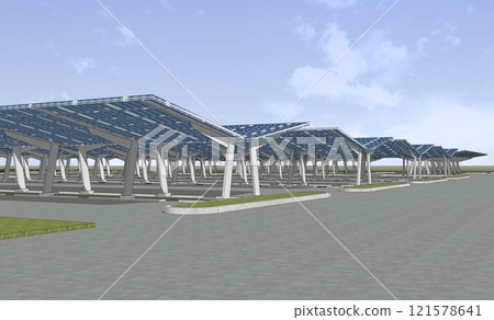 3D illustration of parking and carport 121578641