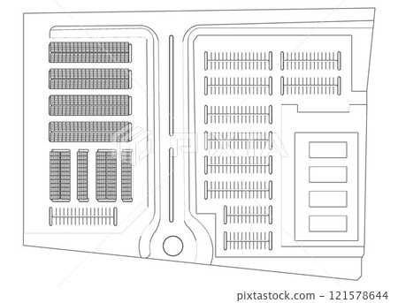 3D illustration of parking and carport 121578644