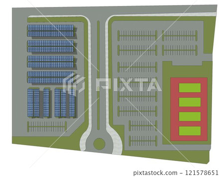 3D illustration of parking and carport 121578651