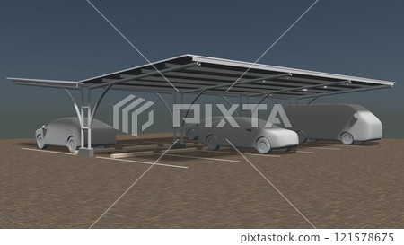 3D illustration of parking and carport 121578675