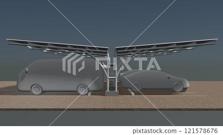 3D illustration of parking and carport 121578676