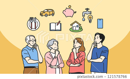 Person looking up and thinking about living expenses_upper body 121578766