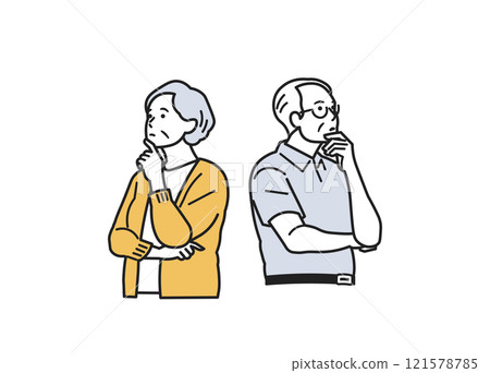 Person thinking looking up _ upper body 121578785
