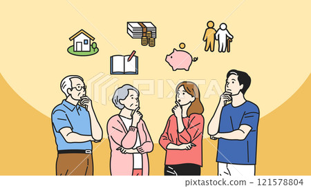 A person looking up and thinking about the three major funds_upper body A person looking up and thinking about the three major funds_upper body 121578804