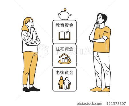 抬頭思考三大基金的人_全身 抬頭思考三大基金的人_全身 121578807