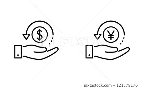 用手和貨幣的現金回饋圖標 121579170