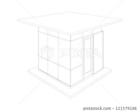 3D illustration of security booth 121579186