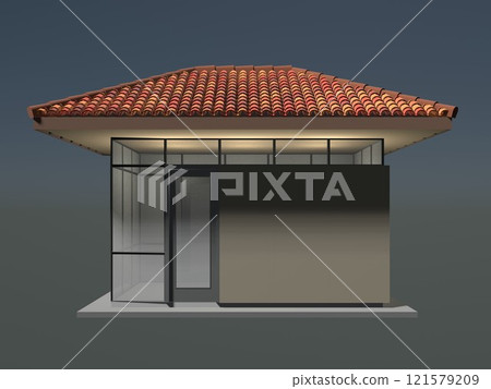 3D illustration of security booth 3D illustration of security booth 121579209