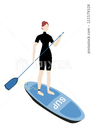 一位女士享受 SUP 121579326