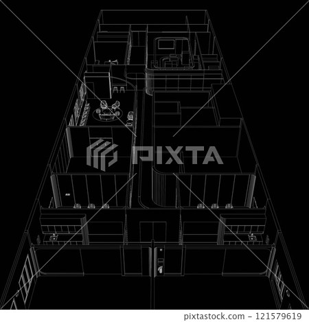 3D illustration of building project 121579619