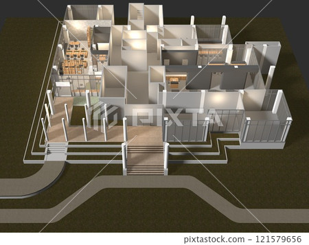 3D illustration of building project 121579656