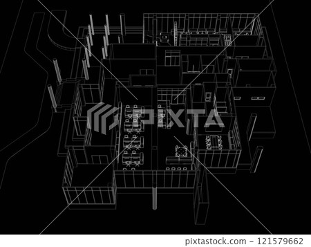 3D illustration of building project 121579662