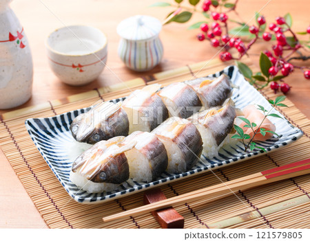 Ayu sushi (natural ayu from Kozagawa, Wakayama Prefecture) Local cuisine 121579805