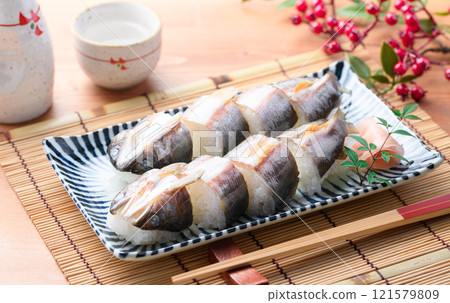 Ayu sushi (natural ayu from Kozagawa, Wakayama Prefecture) Local cuisine 121579809
