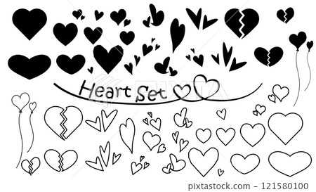 Monochrome heart decoration material set Monochrome heart decoration material set 121580100