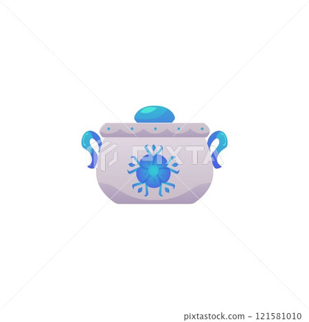 Antique saucepan vector illustration on isolated background. 121581010