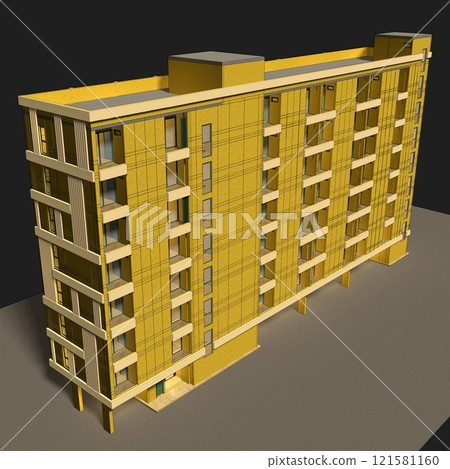 3D illustration of building project 121581160