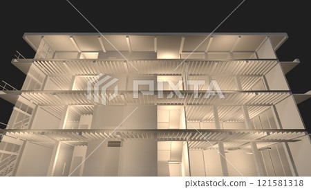 3D illustration of building structure 121581318