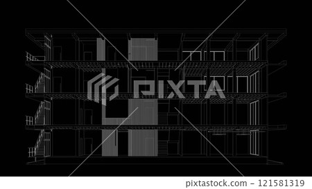 3D illustration of building structure 121581319