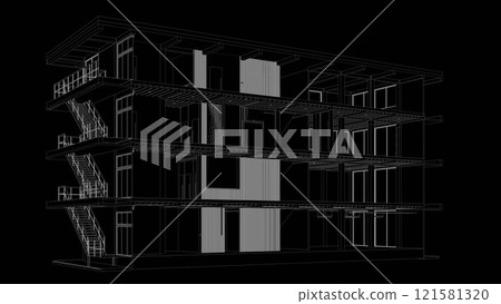 3D illustration of building structure 3D illustration of building structure 121581320