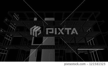 3D illustration of building structure 121581323