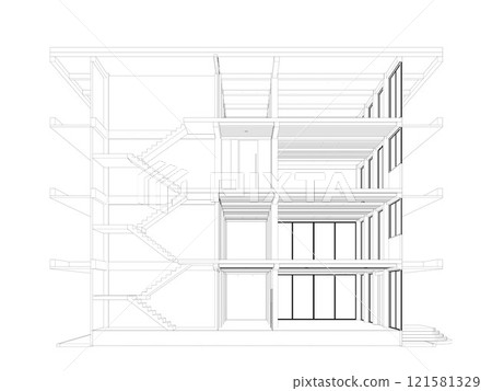 3D illustration of building structure 121581329