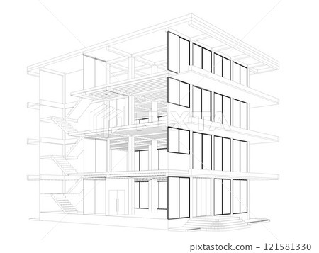 3D illustration of building structure 121581330