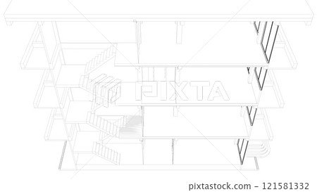 3D illustration of building structure 121581332