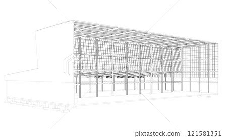 3D illustration of building structure 121581351