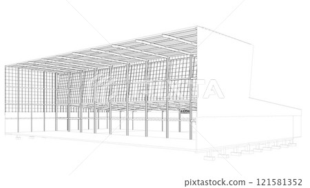 3D illustration of building structure 121581352