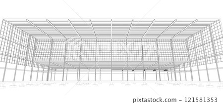 3D illustration of building structure 121581353