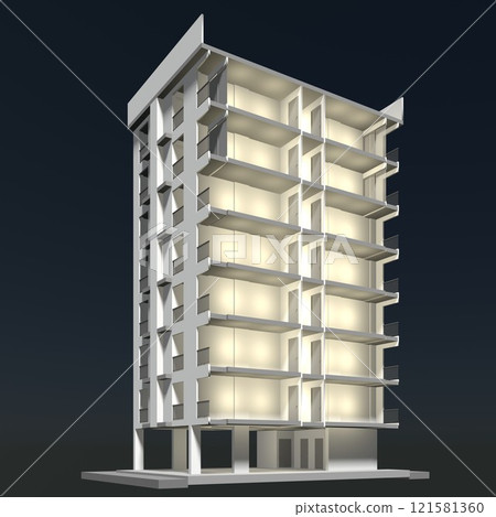 3D illustration of building structure 121581360
