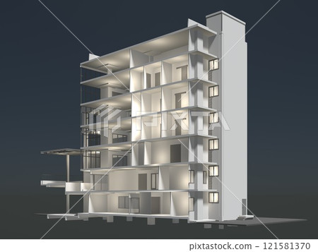 3D illustration of building structure 121581370