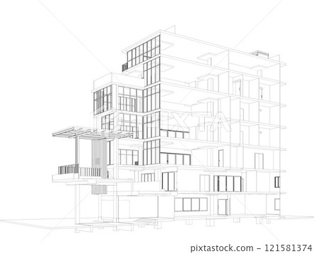 3D illustration of building structure 3D illustration of building structure 121581374