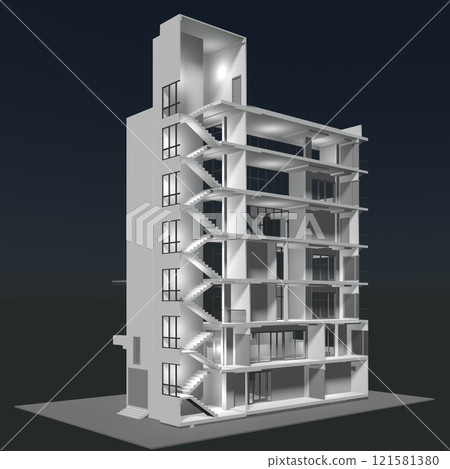 3D illustration of building structure 121581380