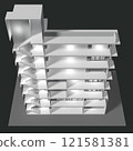 3D illustration of building structure 121581381
