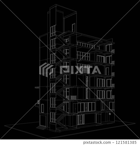 3D illustration of building structure 121581385