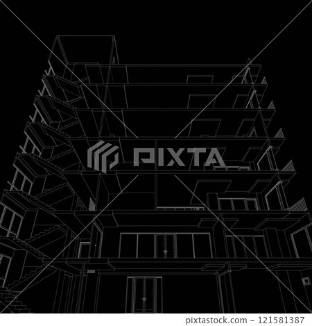 3D illustration of building structure 121581387