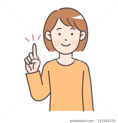 一個女人的上半身指點的插圖 121581529