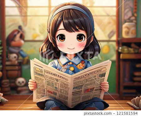 讀報紙的女孩 讀報紙的女孩 121581594