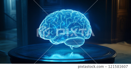 3D holographic image of brain organ pictures 121581607