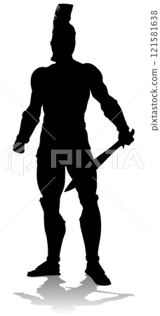 Spartan Silhouette Gladiator Trojan Greek Warrior 121581638