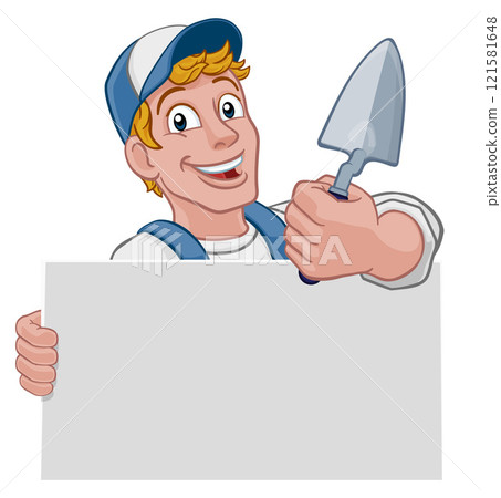 Bricklayer Mascot Tool Mason Construction Mascot 121581648