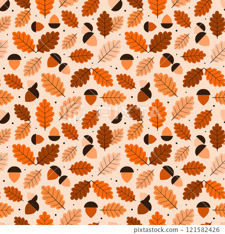 Autumn Oak Leaves and Acorns Modern Geometric Pattern Autumn Oak Leaves and Acorns Modern Geometric Pattern 121582426