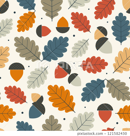 Autumn Oak Leaves and Acorns Modern Geometric Pattern Autumn Oak Leaves and Acorns Modern Geometric Pattern 121582430