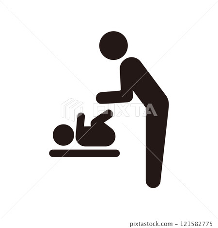 Pictogram icon of a person changing a baby's diaper Pictogram icon of a person changing a baby's diaper 121582775