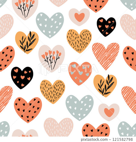 seamless, pattern, hearts 121582798