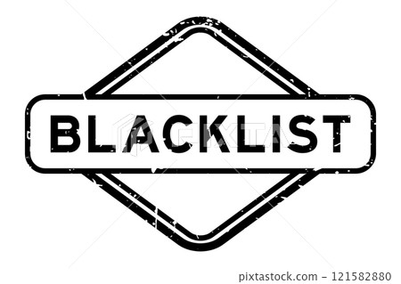 Grunge black blacklist word rubber seal stamp on white background 121582880