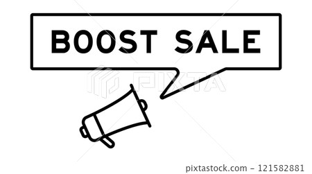 Megaphone icon with speech bubble in word boost sale on white background Megaphone icon with speech bubble in word boost sale on white background 121582881