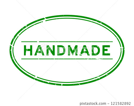 Grunge green handmade word oval rubber seal stamp on white background Grunge green handmade word oval rubber seal stamp on white background 121582892